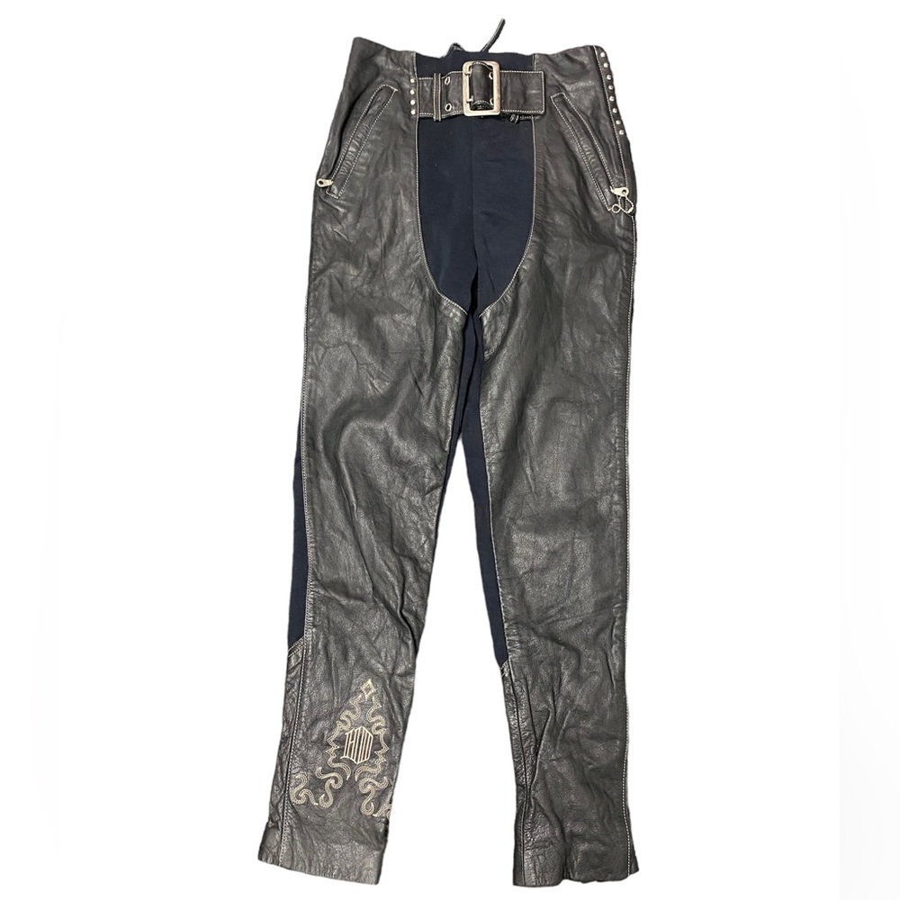 Harley Davidson Leather Spandex / Pants Chaps Size 34/6 - Picture 1 of 14